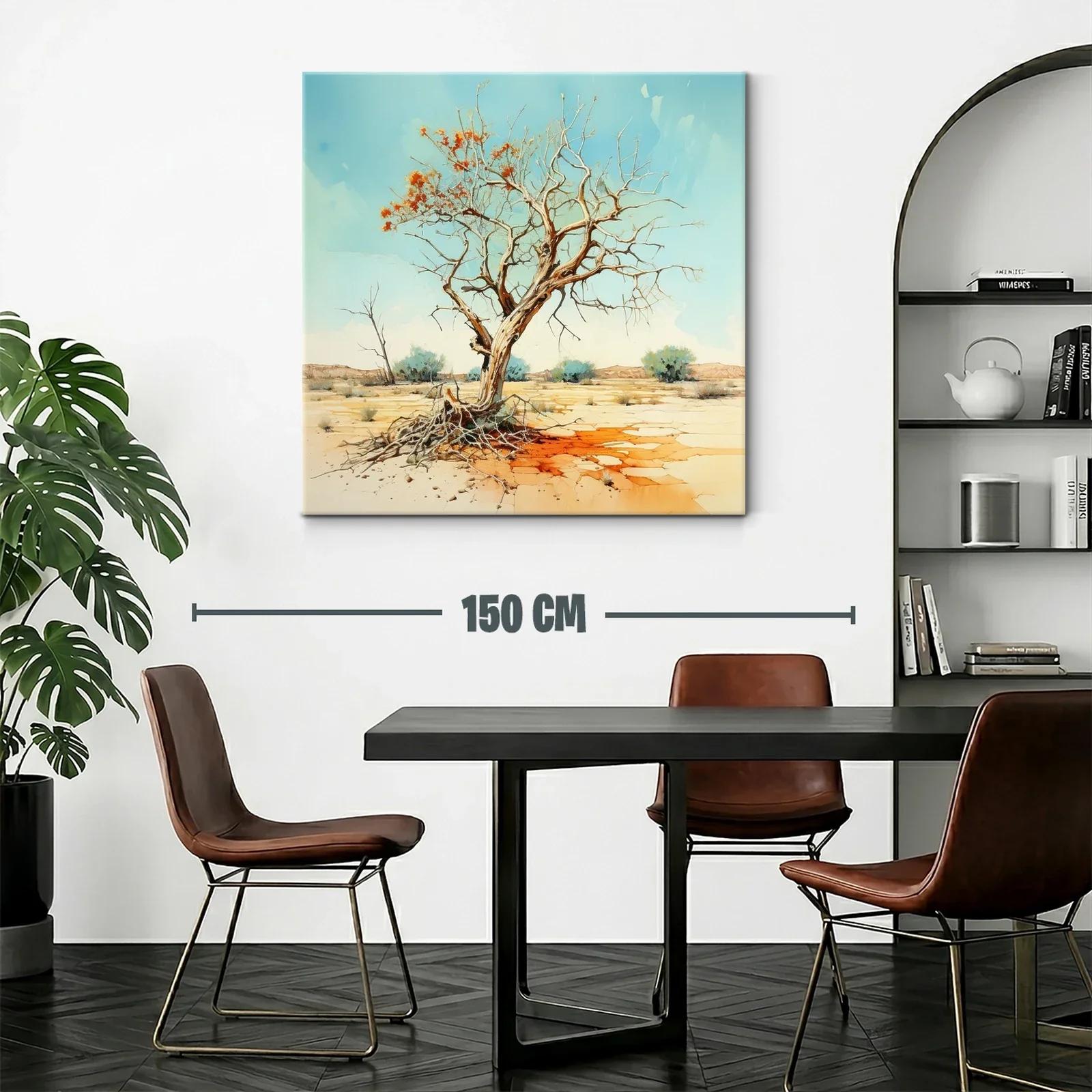 Árbol Seco con Flores Naranjas en Paisaje Árido — miniatura 2