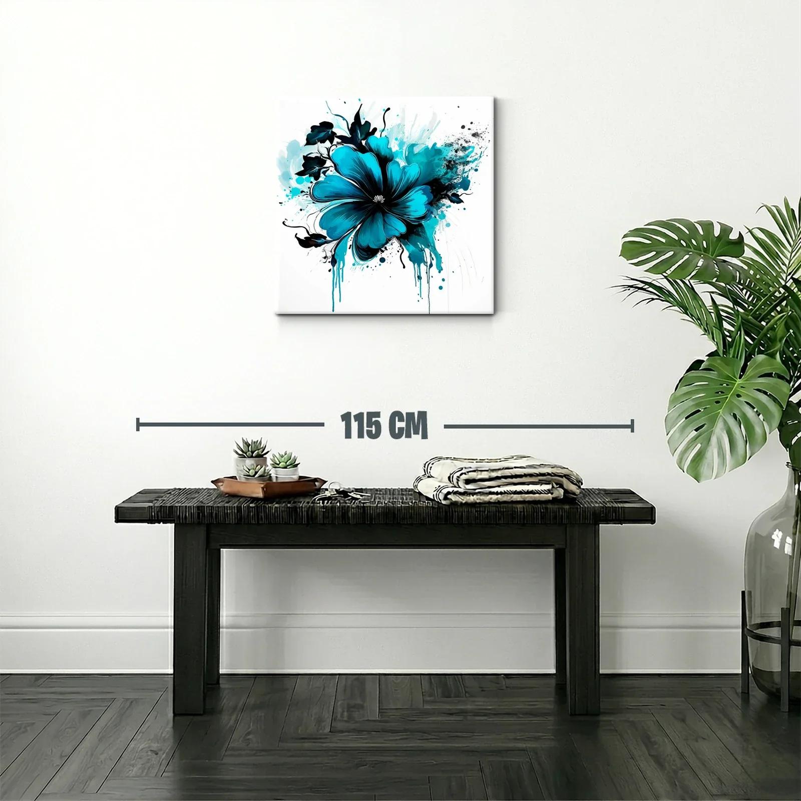 Flor vibrante en tonos azules y negro para espacios modernos — miniatura 2