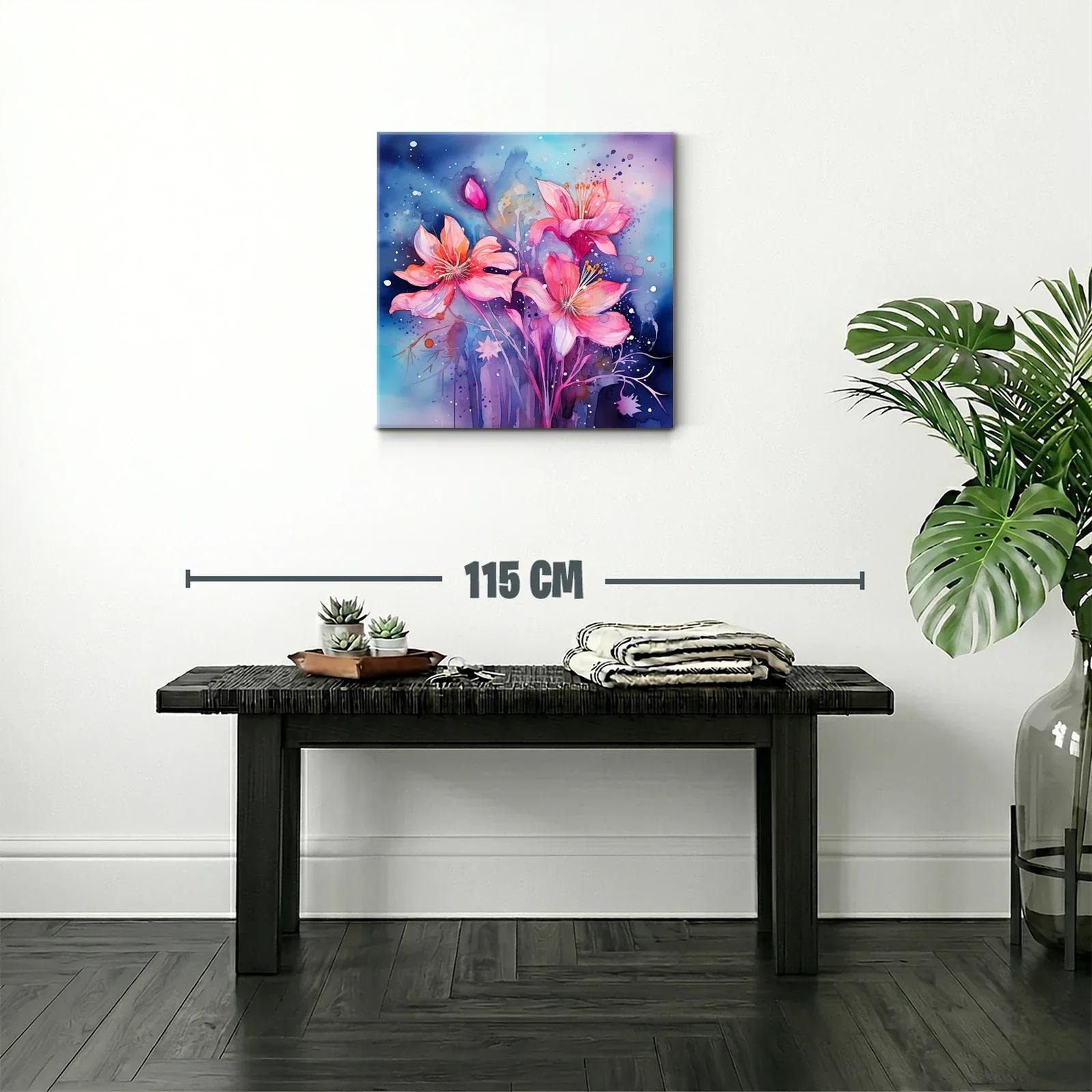 Flores vibrantes en tonos rosa y azul profundo — miniatura 2