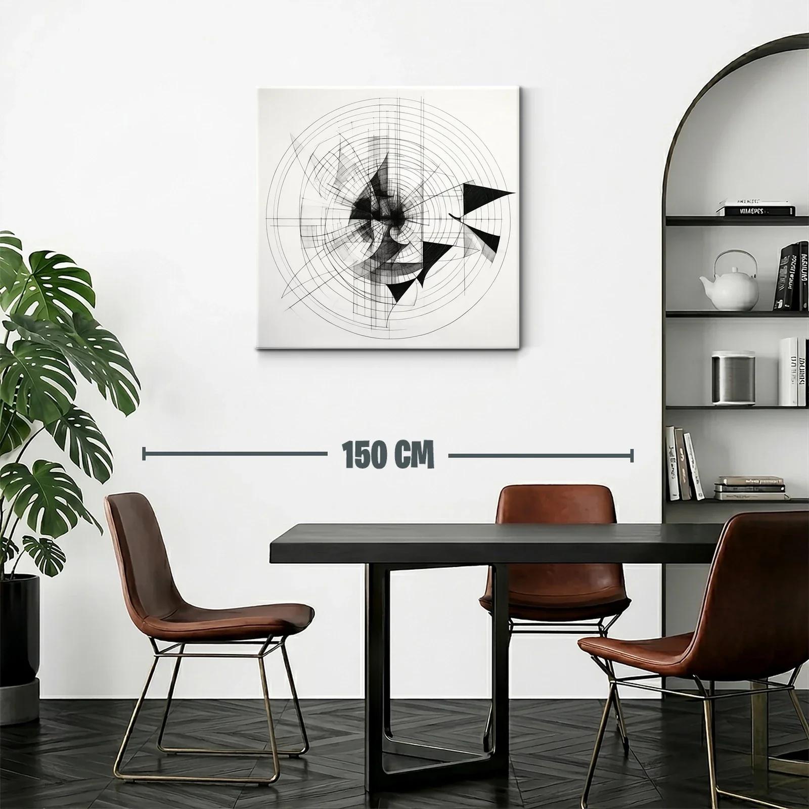 Composición geométrica en blanco y negro con círculos concéntricos — miniatura 2