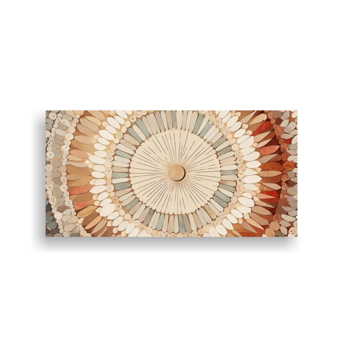 Cuadro mandala radial en terracota y crema