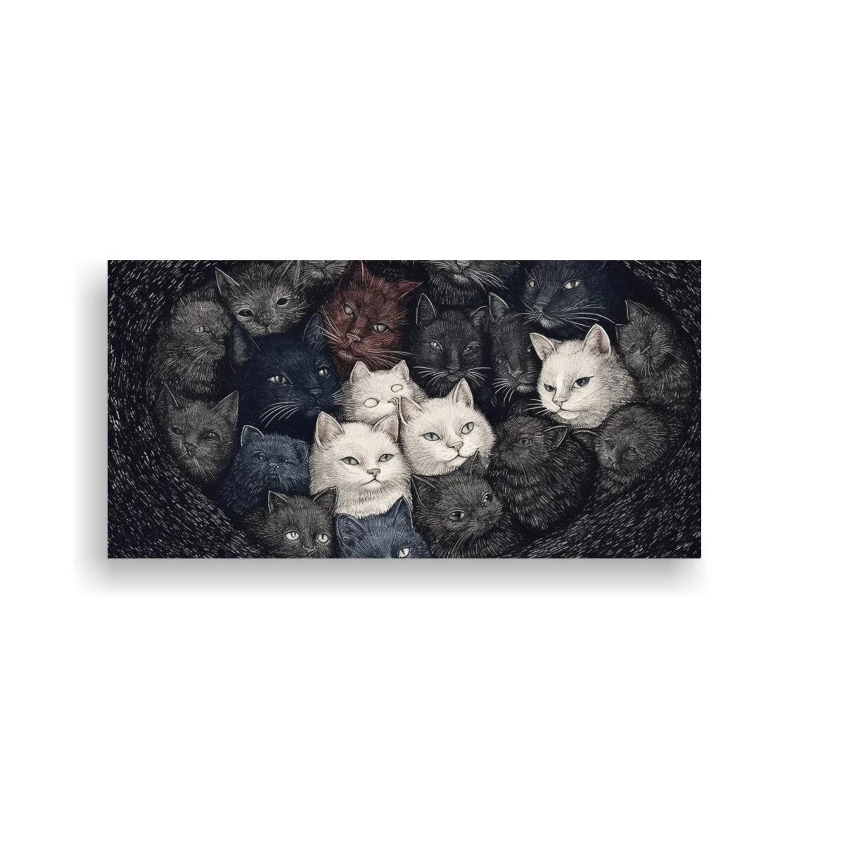 Cuadro grupo de gatos compacto y envolvente
