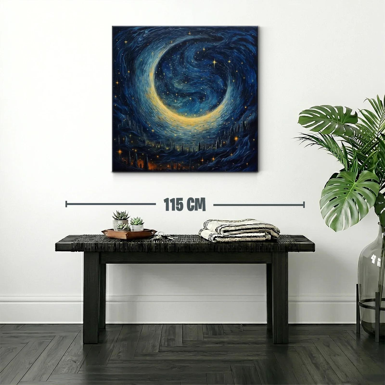 Inspirador cielo estrellado con luna brillante y galaxias en movimiento — miniatura 2