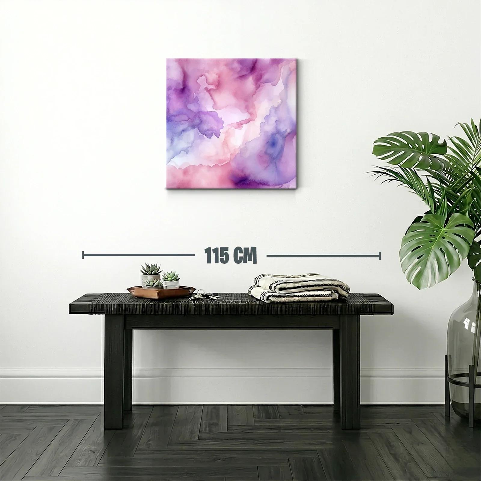 Cuadro abstracto en tonos suaves de morado y rosa — miniatura 2