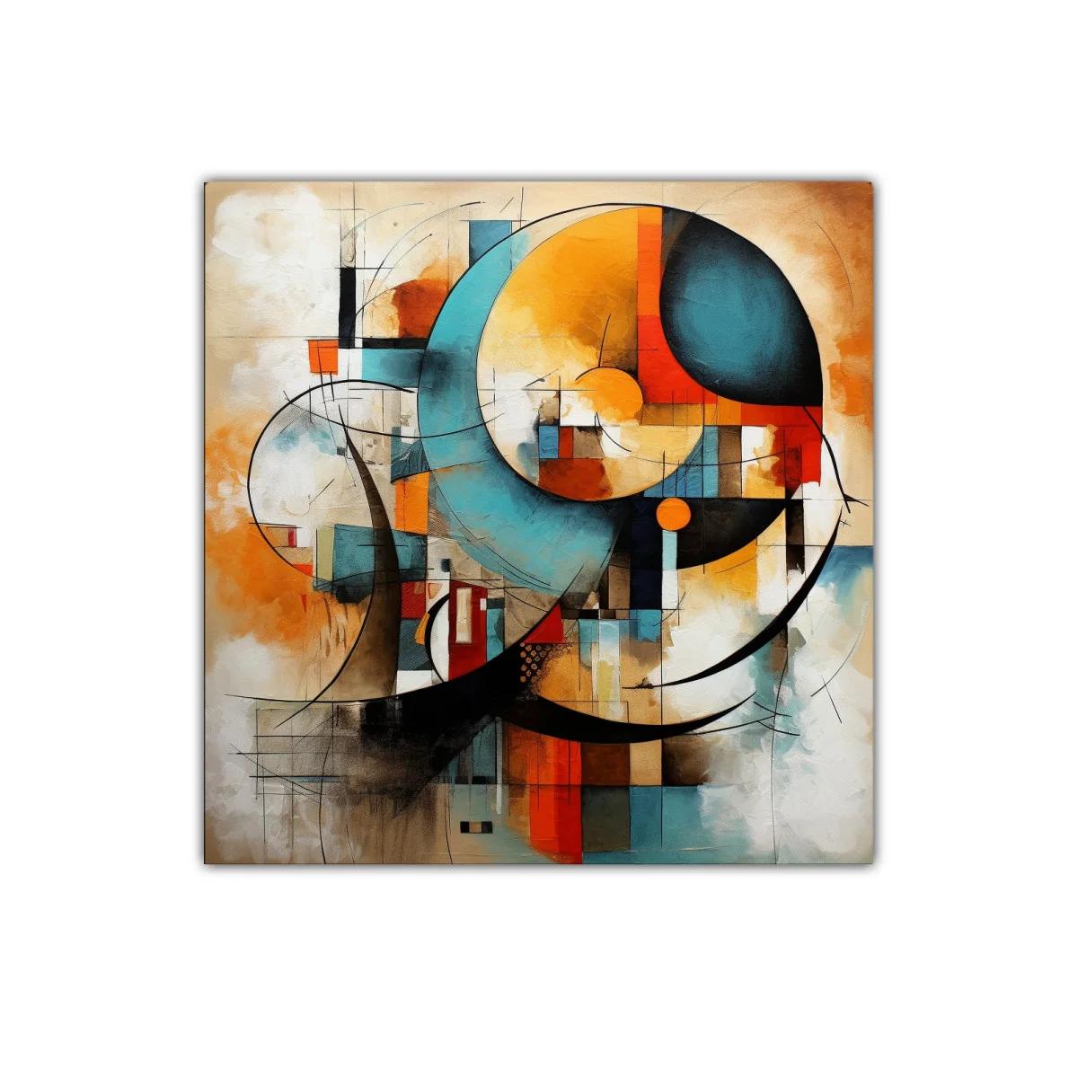 Composición abstracta con formas geométricas y colores vibrantes