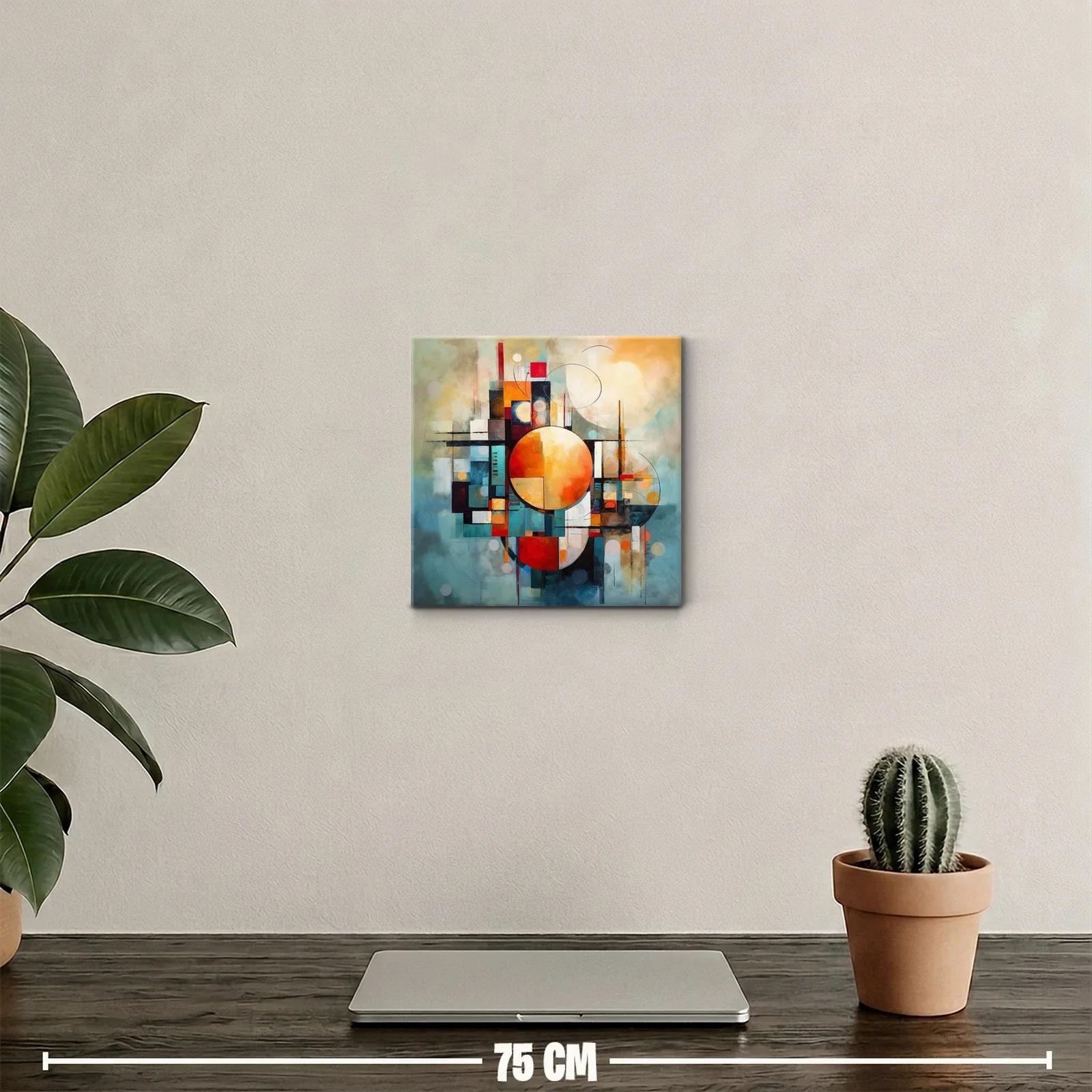 Cuadro abstracto con formas geométricas y colores vibrantes — miniatura 2