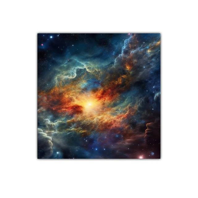 Cuadro galaxia cósmica con luz vibrante al centro