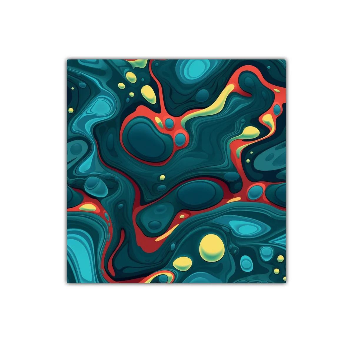 Cuadro abstracto con formas orgánicas y colores vibrantes