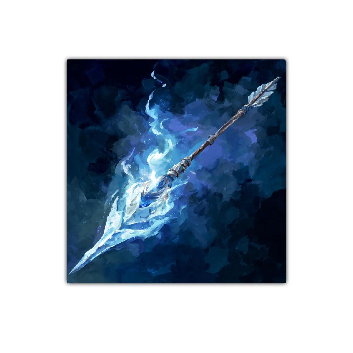 Lanza mística envuelta en fuego azul brillante — imagen principal