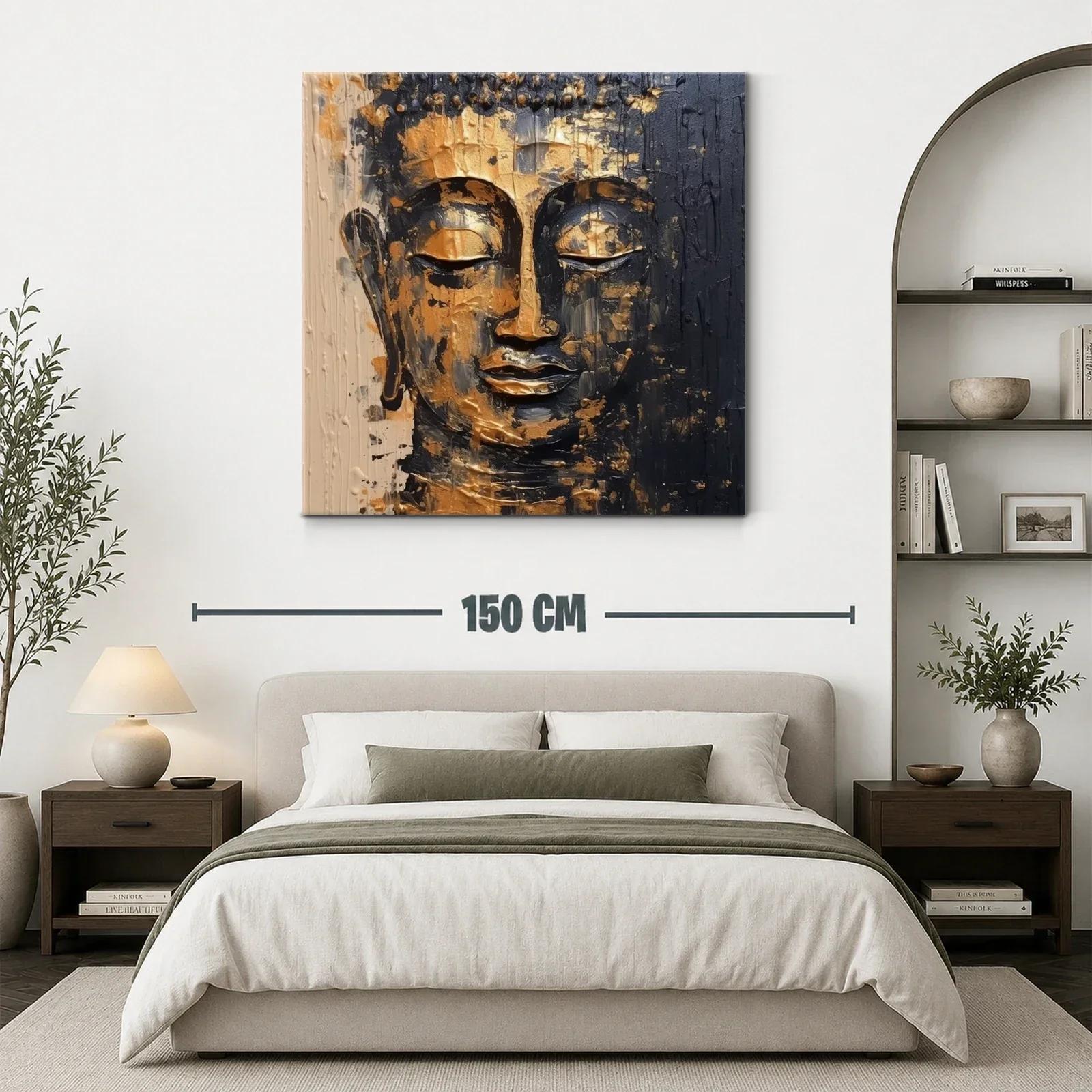 Retrato sereno de Buda con acabado dorado y negro — miniatura 3