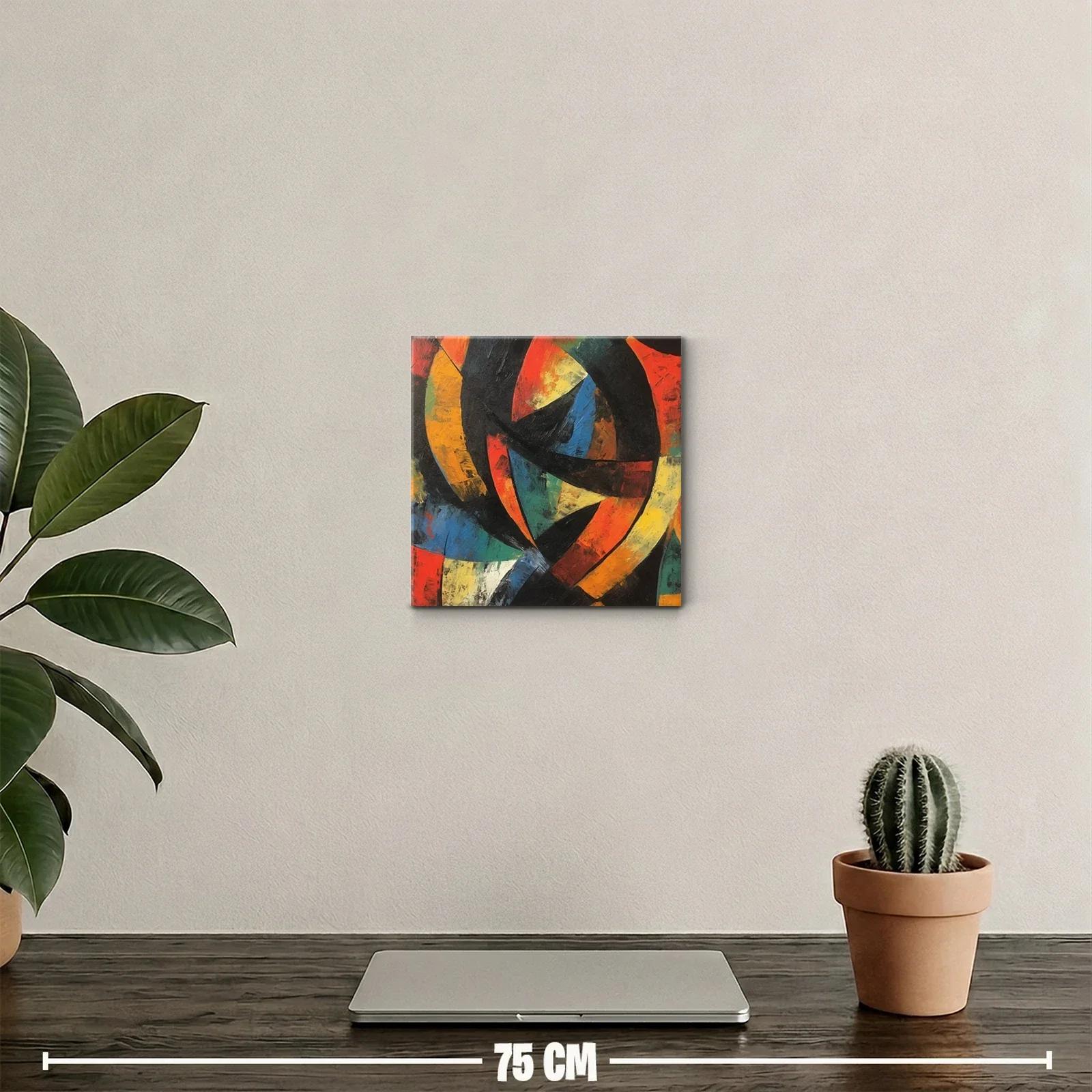Composición Abstracta con Tonos Cálidos y Fríos Dinámicos — miniatura 2