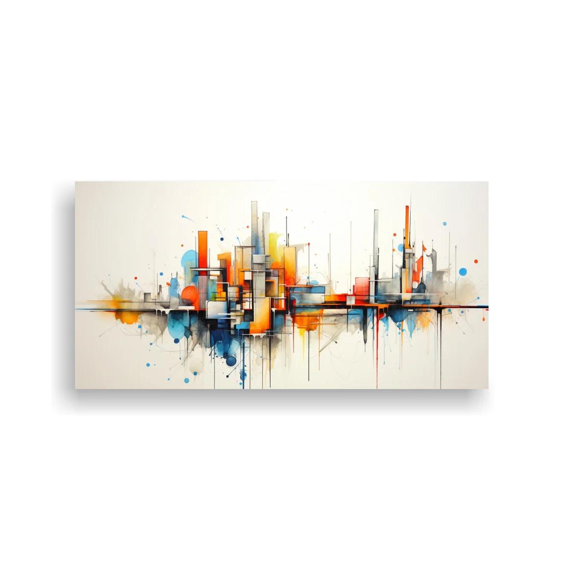Cuadro skyline abstracto con reflejo difuso y salpicaduras