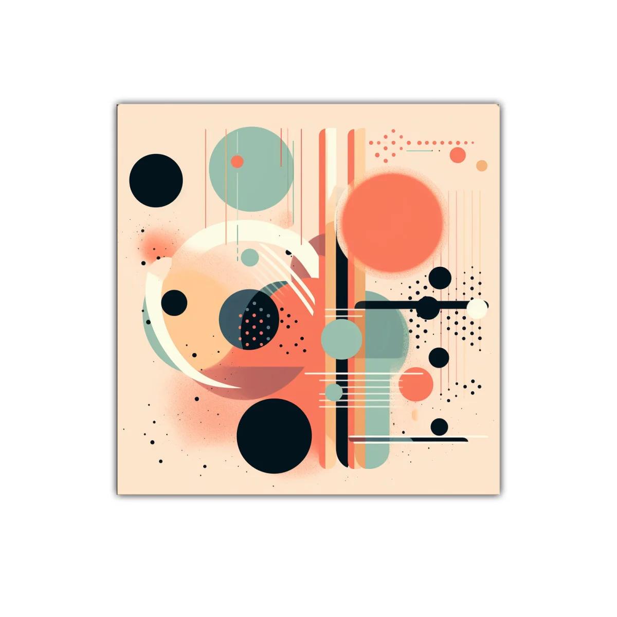 Composición geométrica con formas circulares y líneas vibrantes — imagen principal