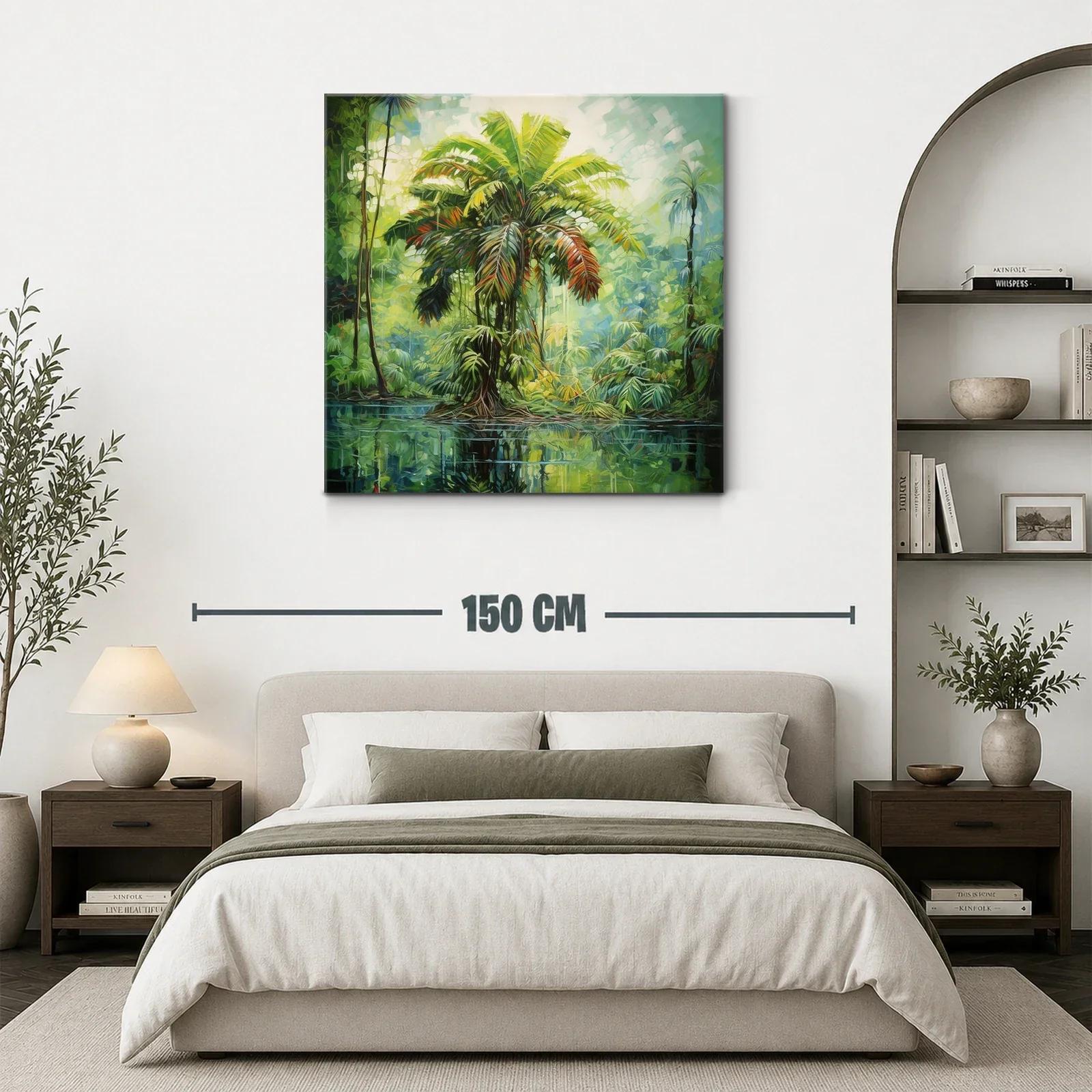 Exuberante paisaje tropical con palmera vibrante y reflejos — miniatura 3