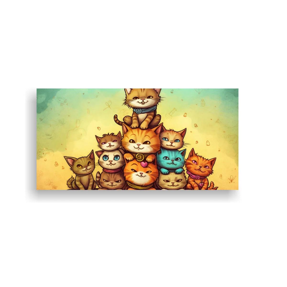 Cuadro grupo de gatos sonrientes con bufanda