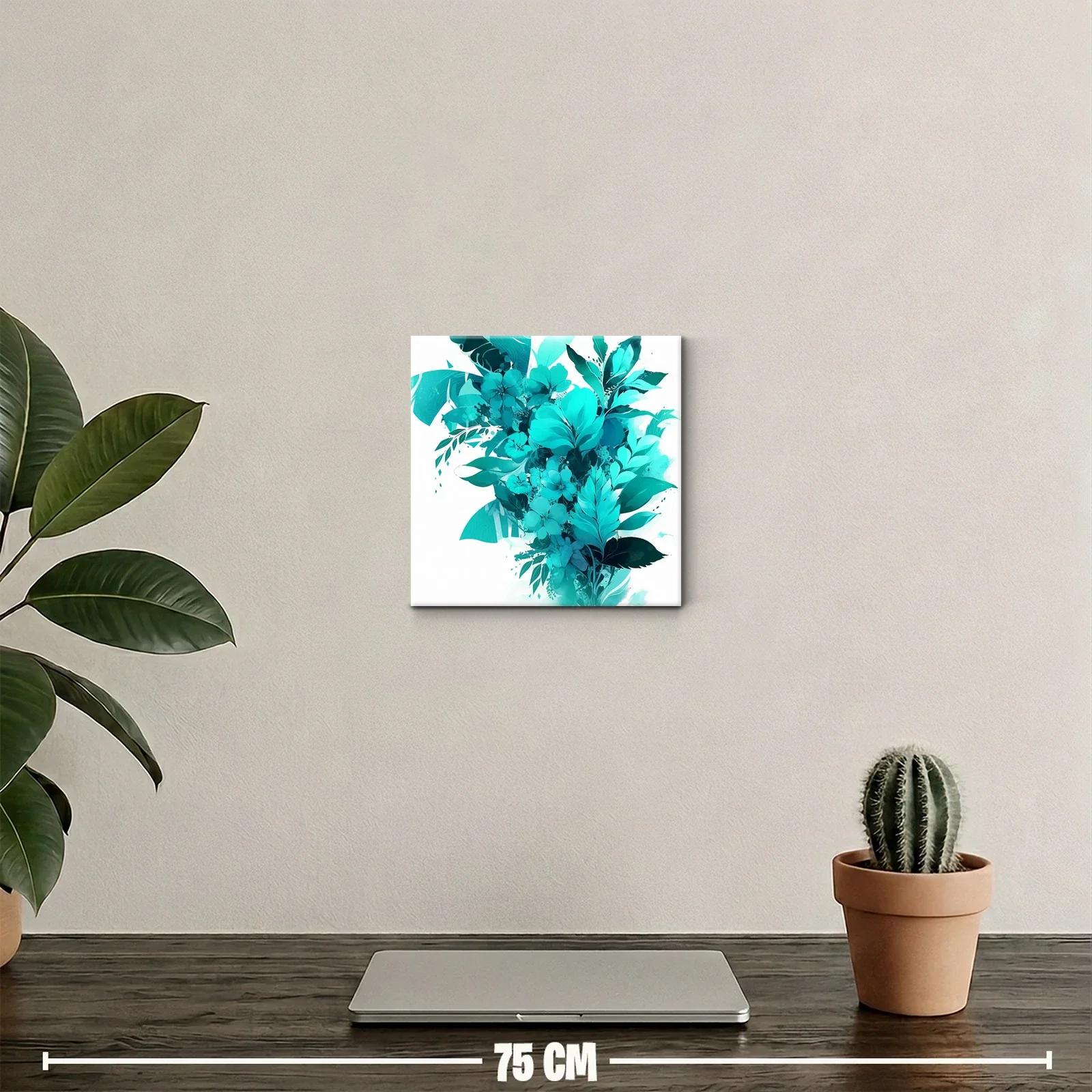 Cuadro decorativo elegante con diseño floral en tonos turquesa — miniatura 2
