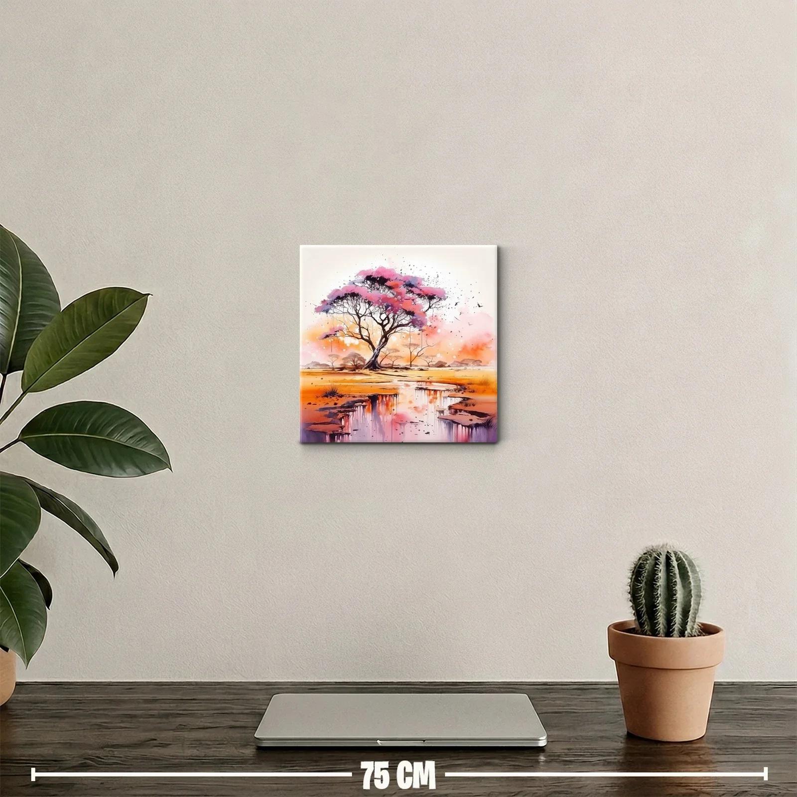Árbol rosa sobre paisaje reflejado en agua — miniatura 2
