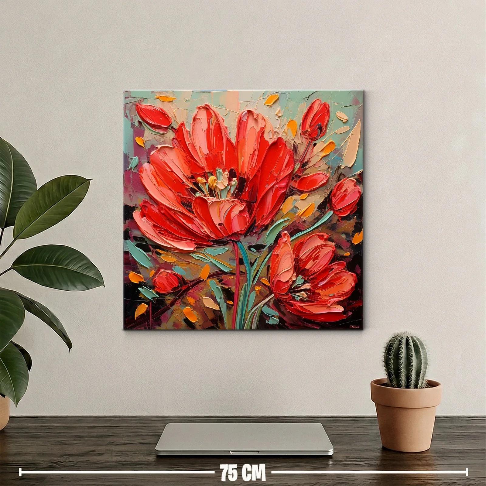 Cuadro moderno con llamativas flores rojas vibrantes — miniatura 2