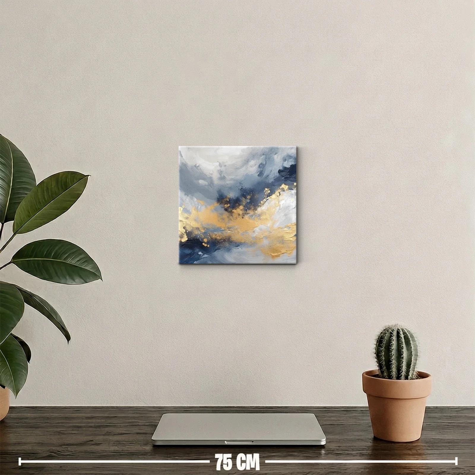Cuadro decorativo en tonos dorados y azules abstractos — miniatura 2