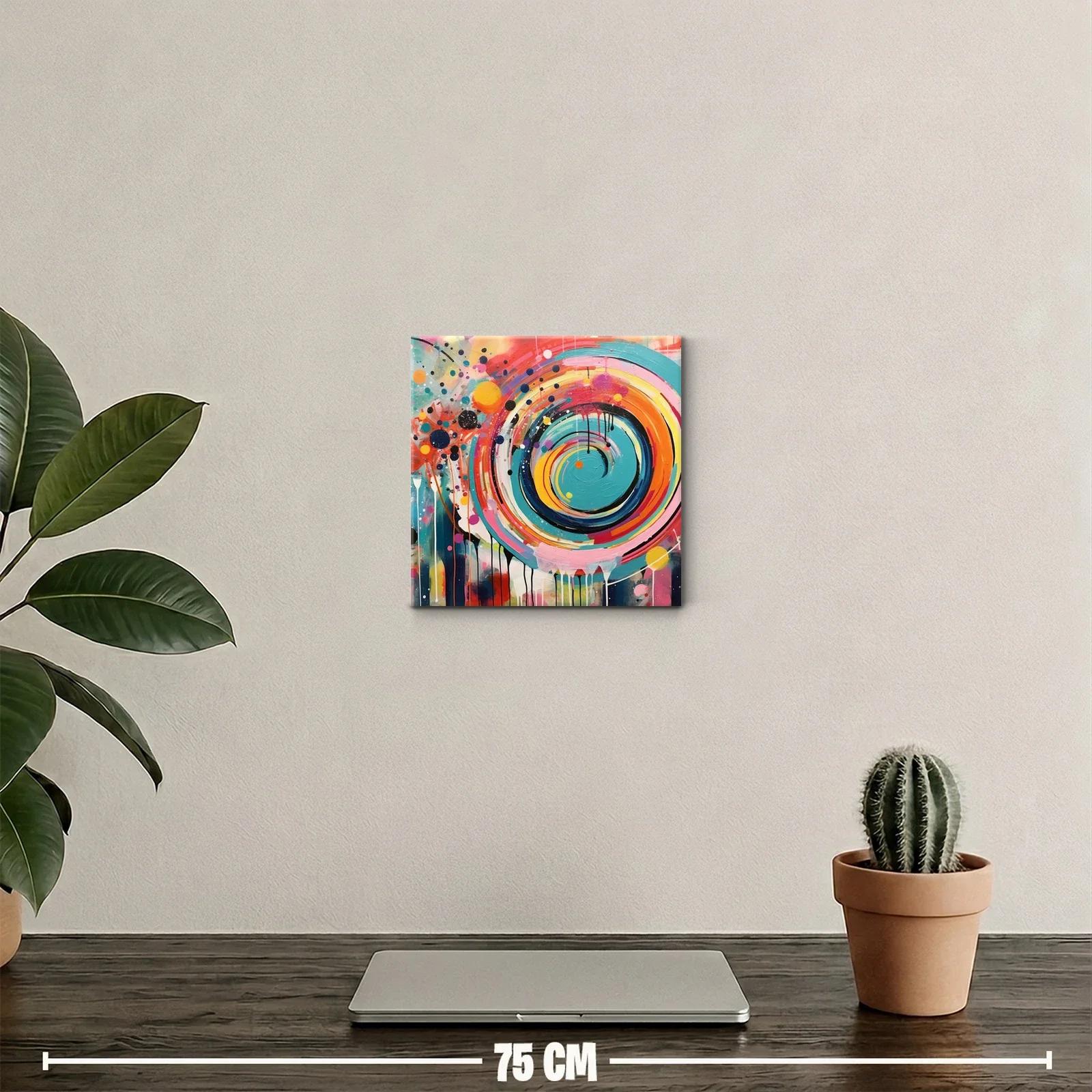 Cuadro abstracto con espiral dinámica y colores vibrantes — miniatura 2
