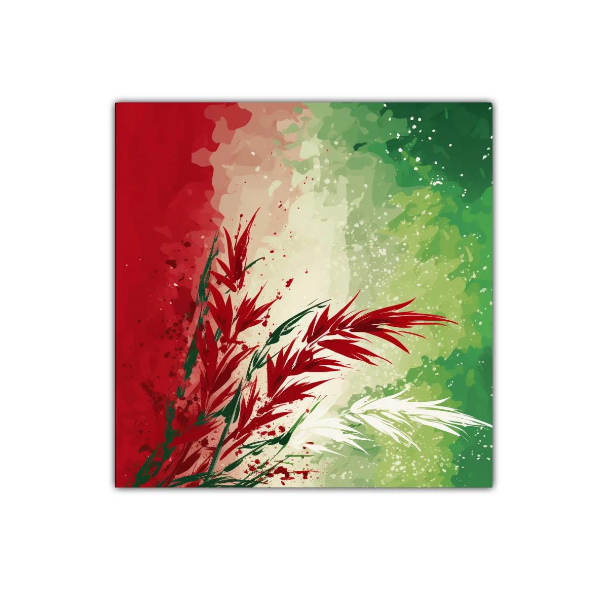 Composición abstracta en rojo verde y blanco vibrante — imagen principal