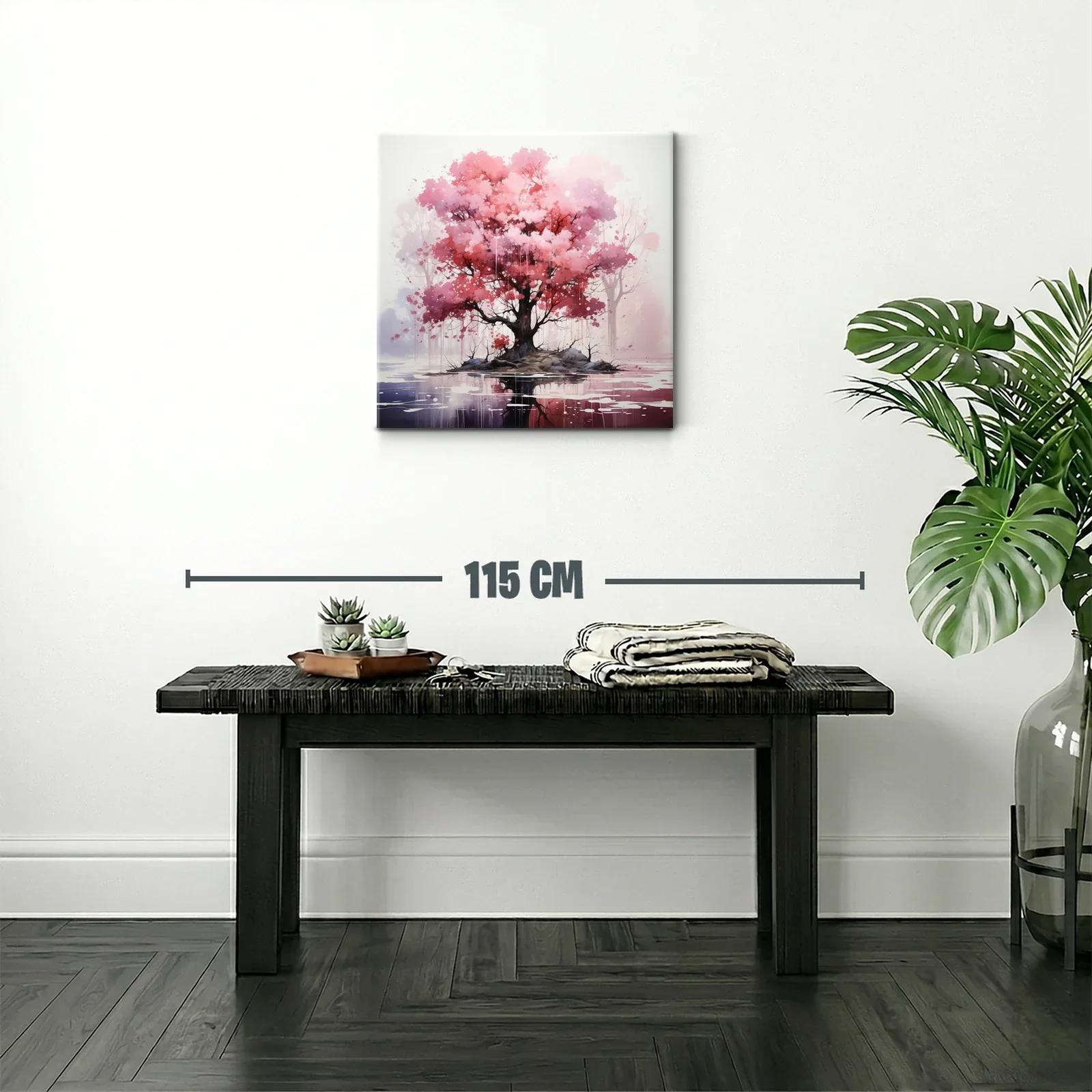 Árbol en tonos rosados con reflejo sereno — miniatura 2