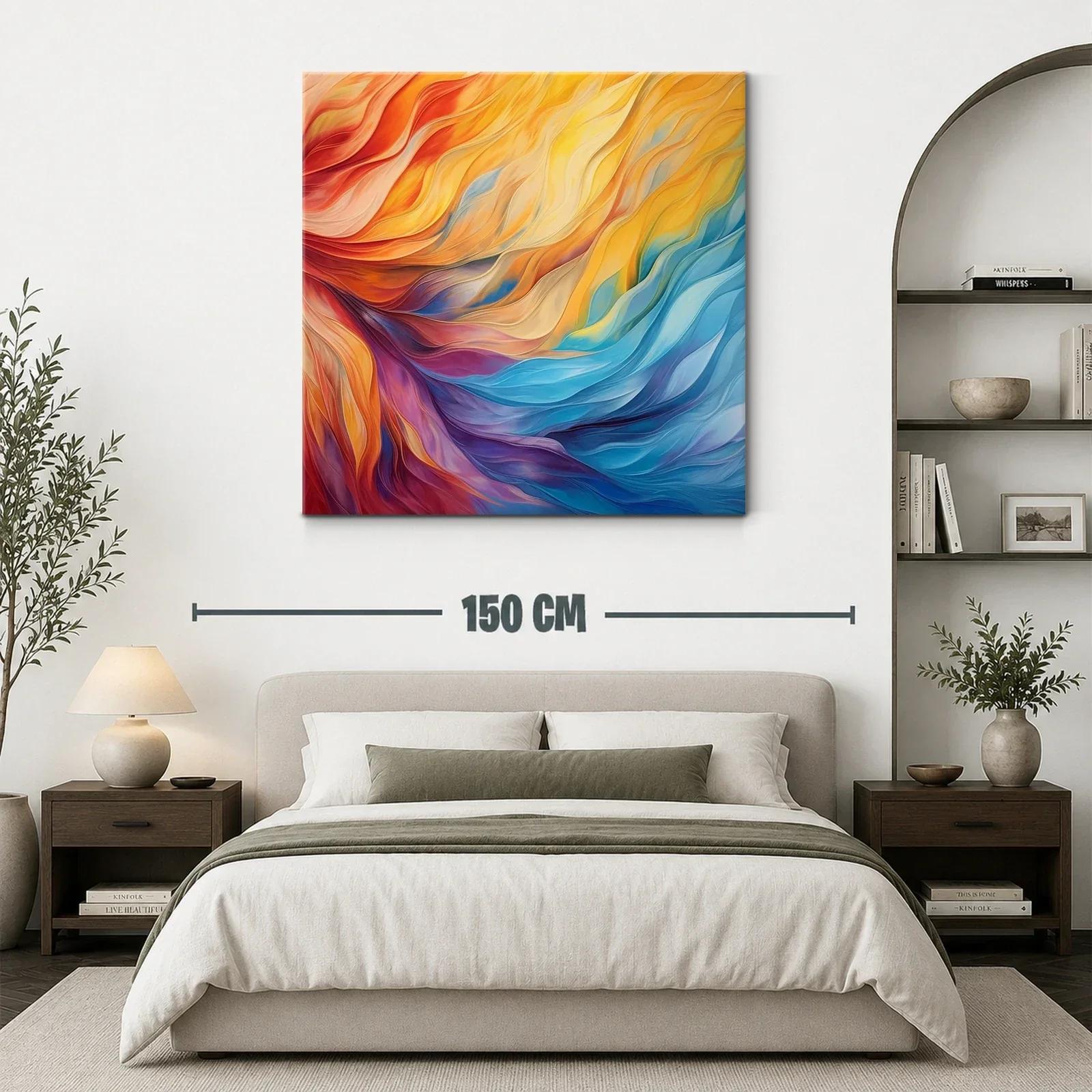 Cuadro abstracto en vibrantes tonos cálidos y fríos — miniatura 3