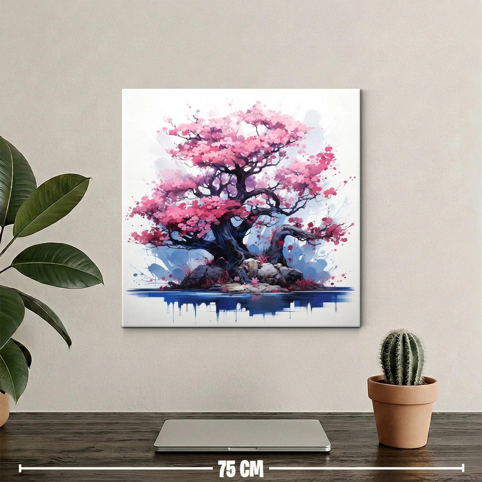Árbol con flores rosas en paisaje delicado y armonioso — miniatura 2
