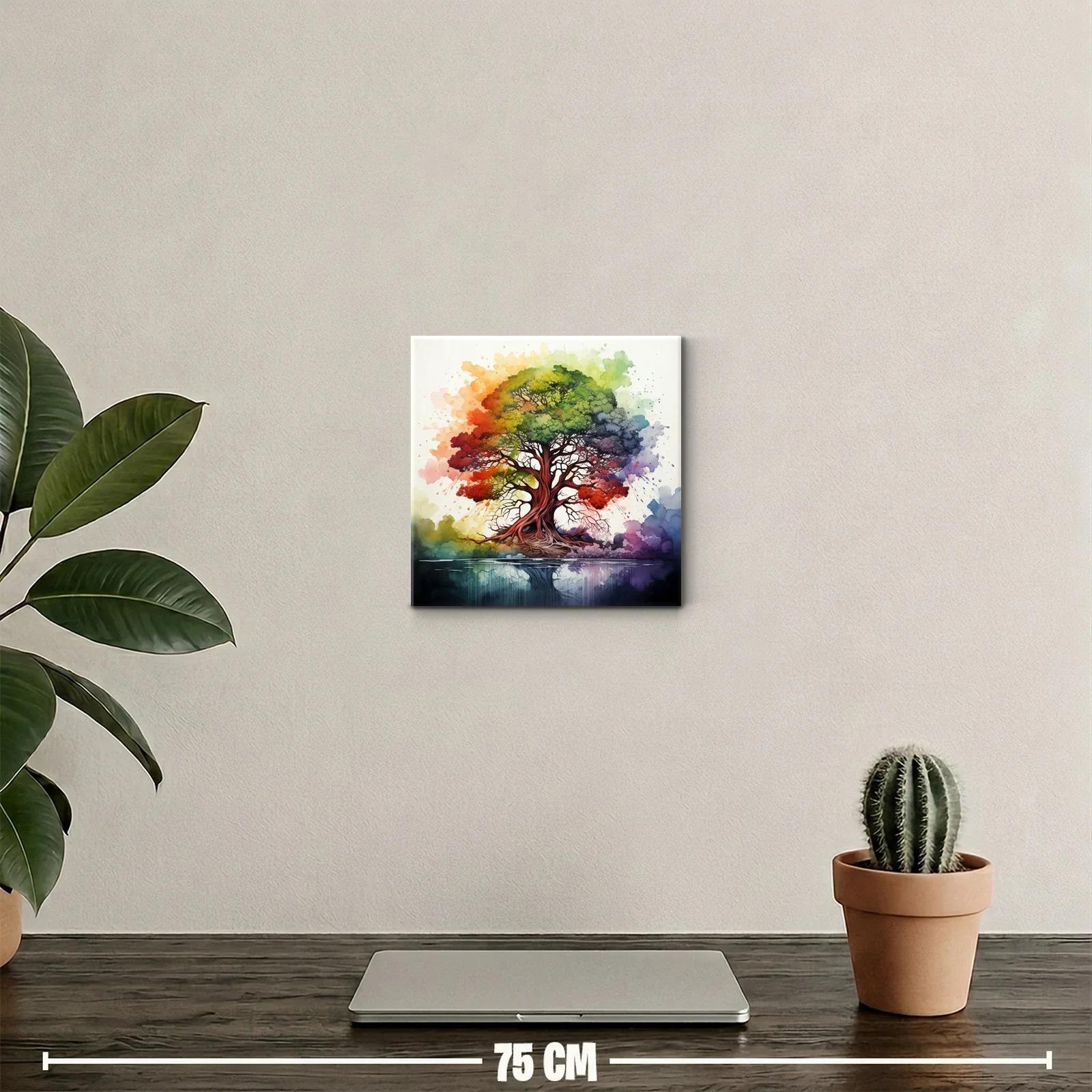 Árbol multicolor con reflejo en agua para ambiente vibrante — miniatura 2