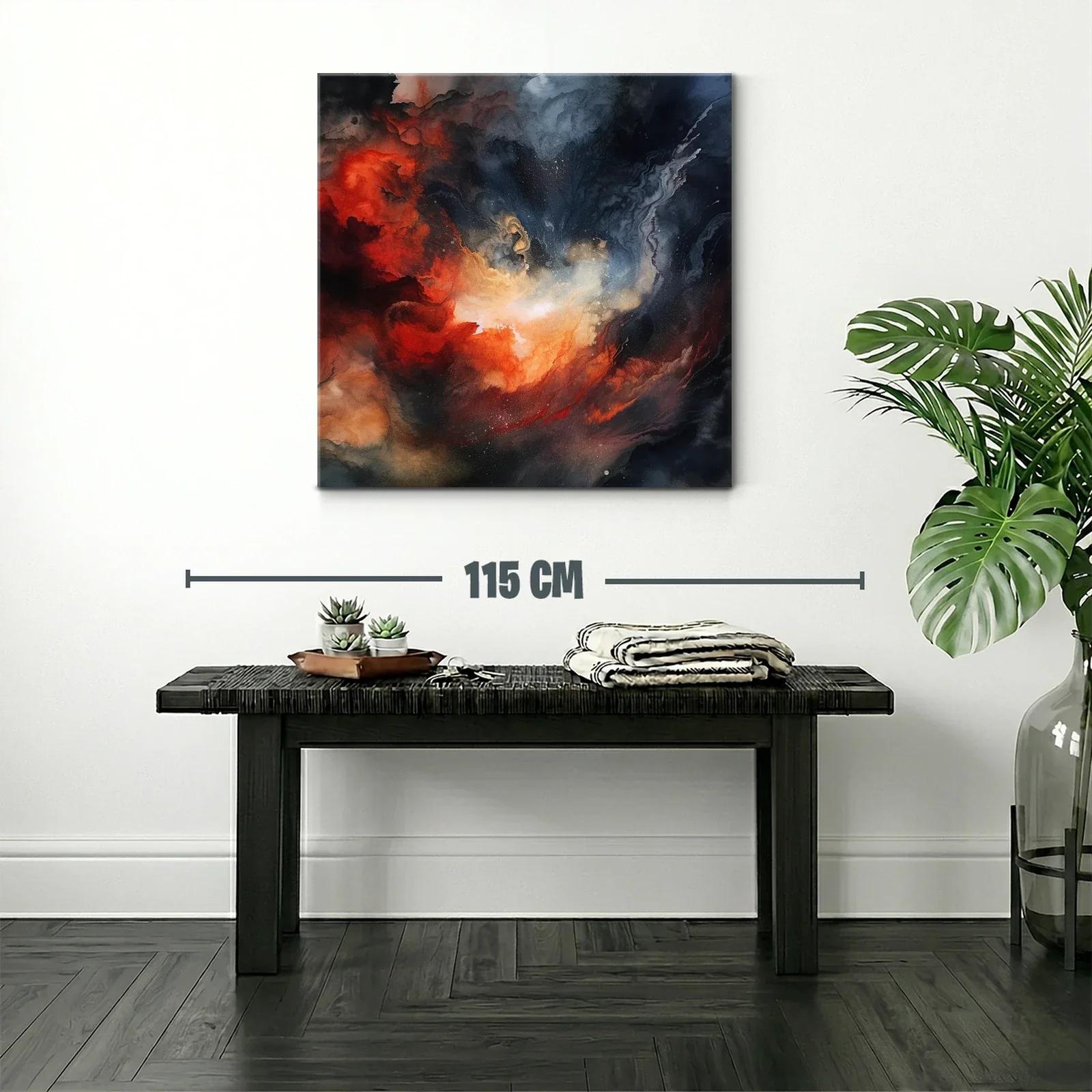 Cuadro abstracto con explosión en tonos cálidos y oscuros — miniatura 2