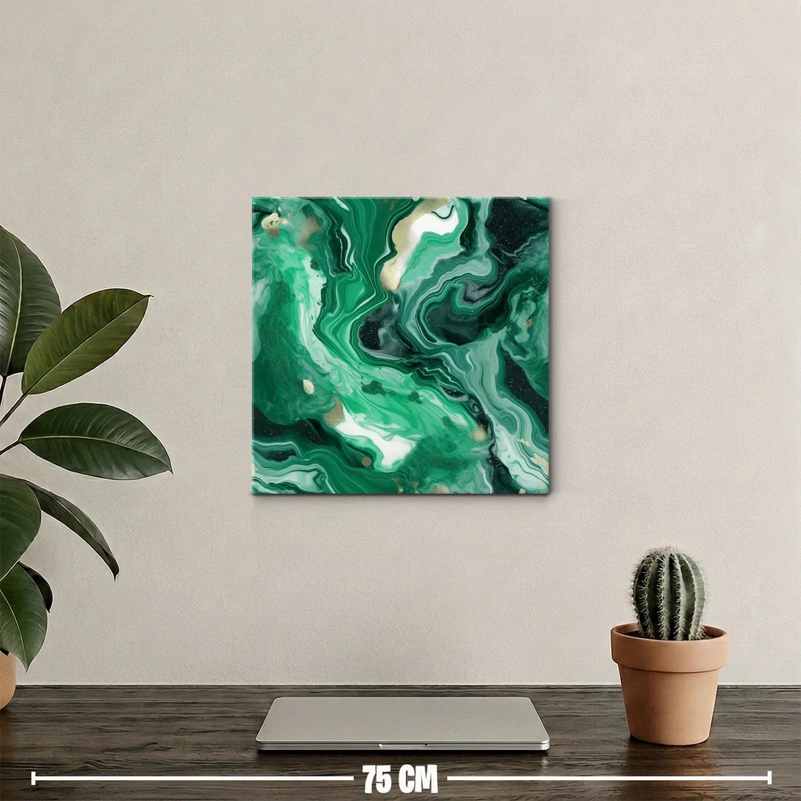 Arte abstracto con tonos verdes y detalles dorados — miniatura 2
