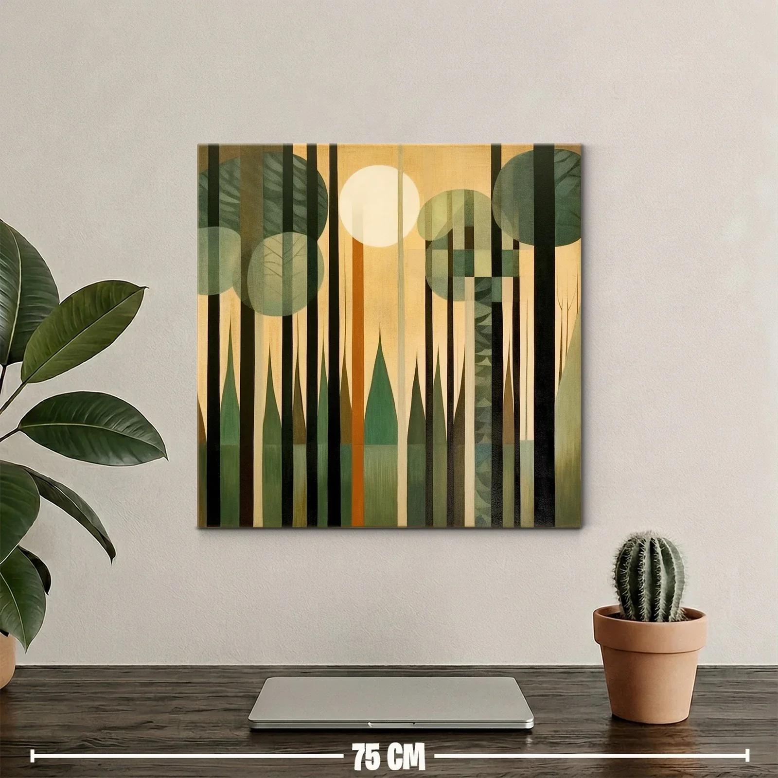 Bosque geométrico en tonos verdes y ocres cálidos — miniatura 2