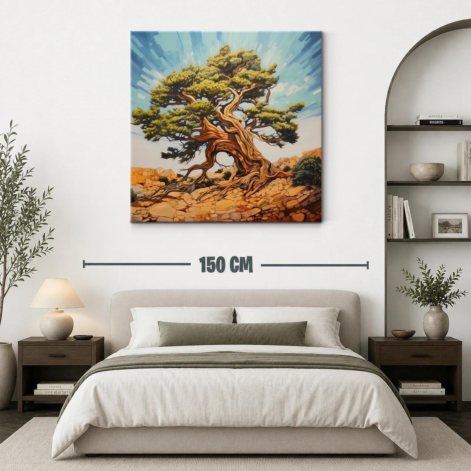 Árbol retorcido con ramas y hojas verdes bajo cielo azul — miniatura 3