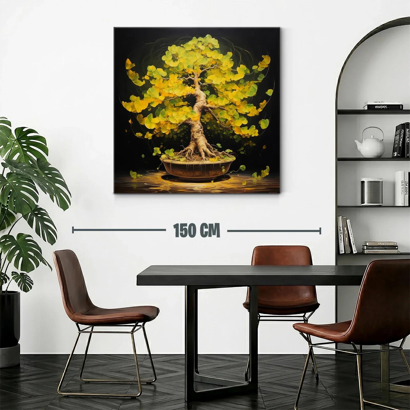 Armonía natural en árbol bonsái de hojas amarillas vibrantes — miniatura 2