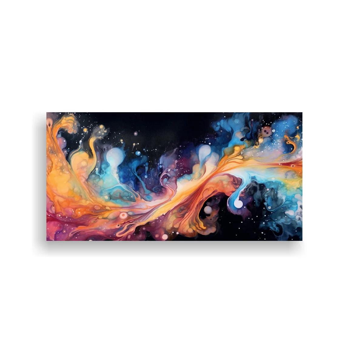Cuadro remolino de color tipo nebulosa con franja ondulante luminosa
