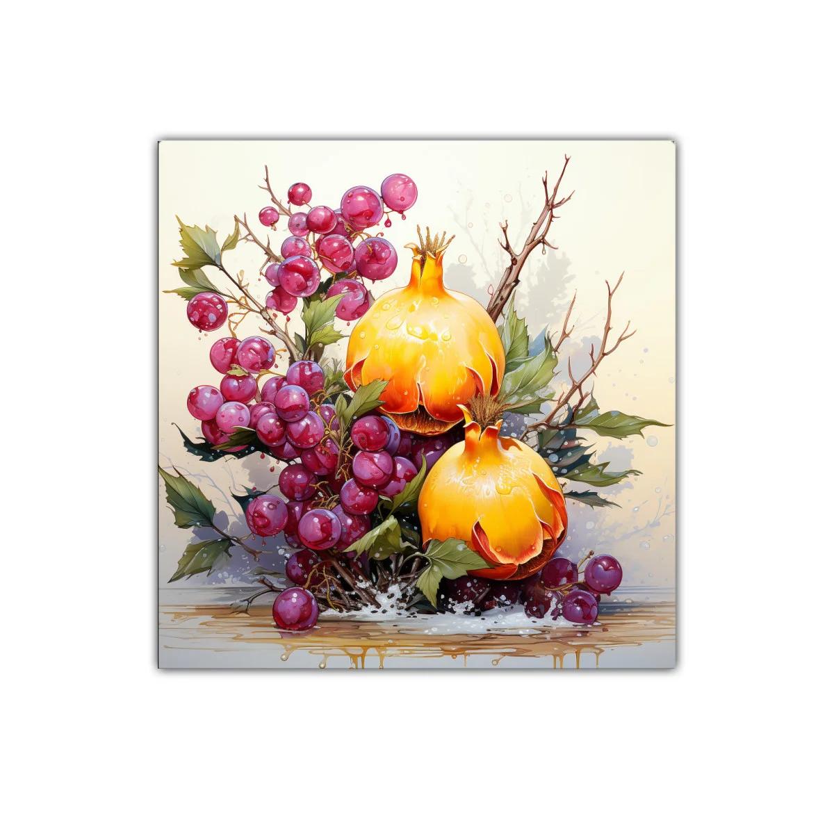 Frutos maduros con granadas vibrantes en composición natural — imagen principal