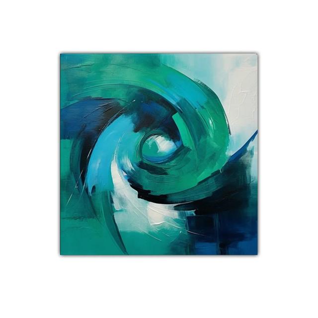 Cuadro abstracto en tonos azules y verdes vibrantes