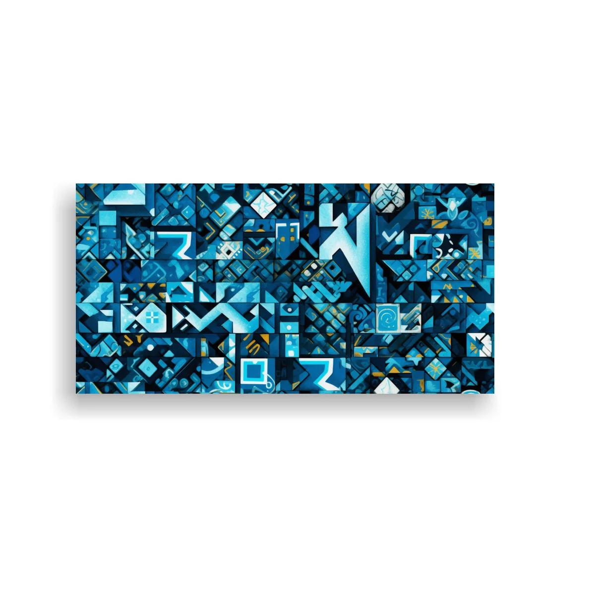 Cuadro mosaico geométrico con acentos amarillos