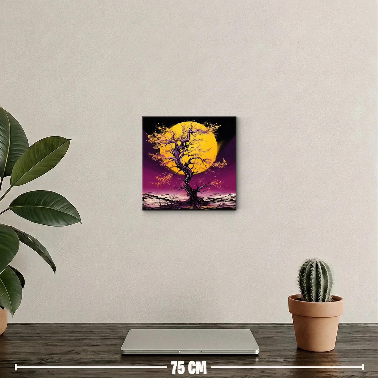 Árbol Fantástico con Luna Amarilla y Cielo Púrpura — miniatura 2