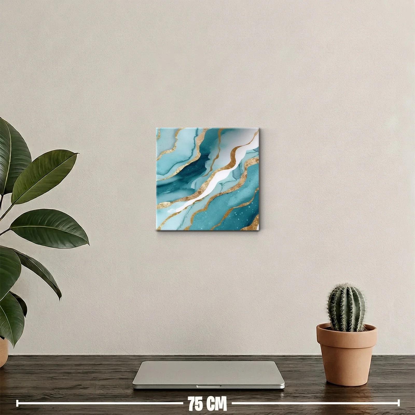Decoración moderna con motivos fluidos en azul y dorado — miniatura 2