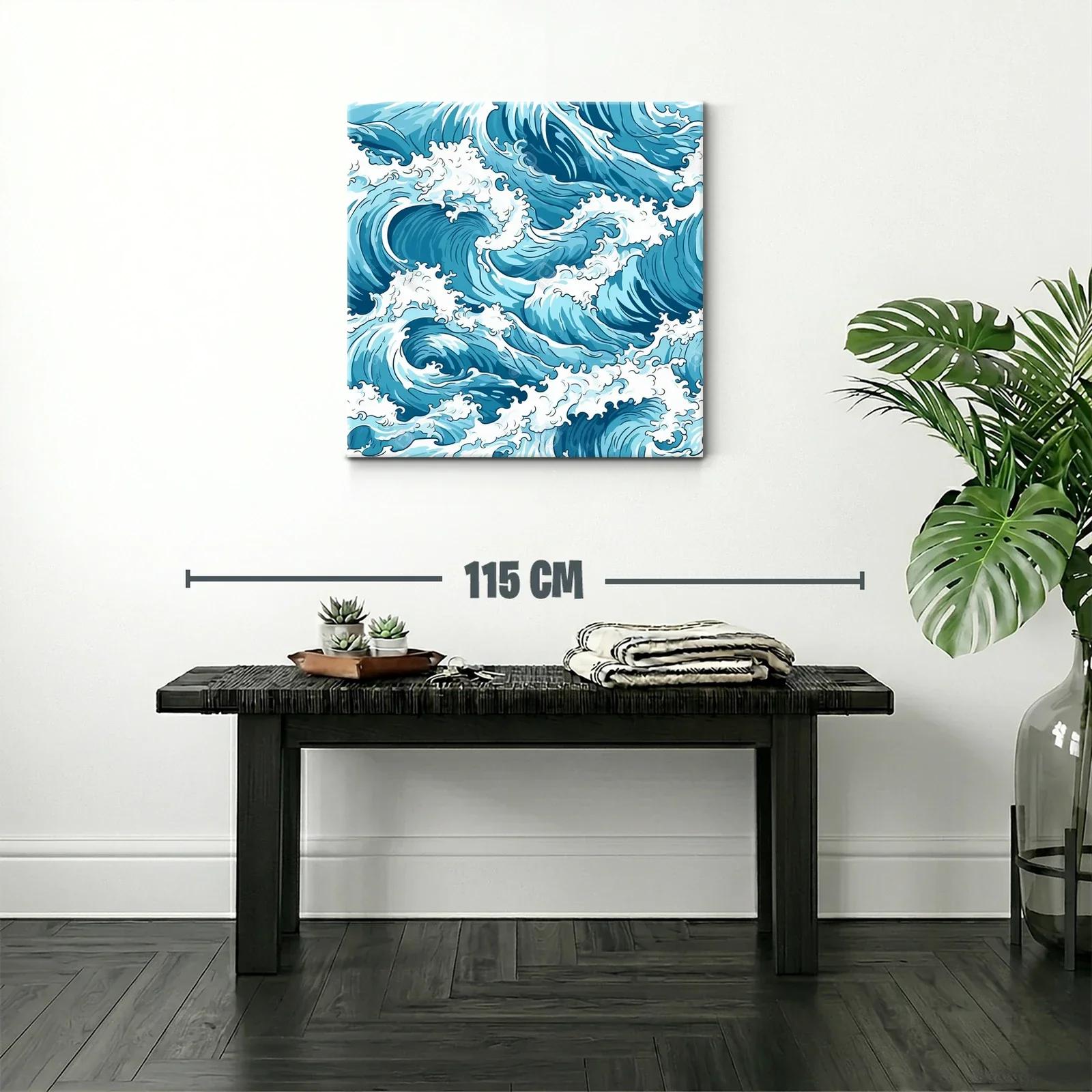 Impresionante obra de olas marinas en tonos azules y blancos — miniatura 2