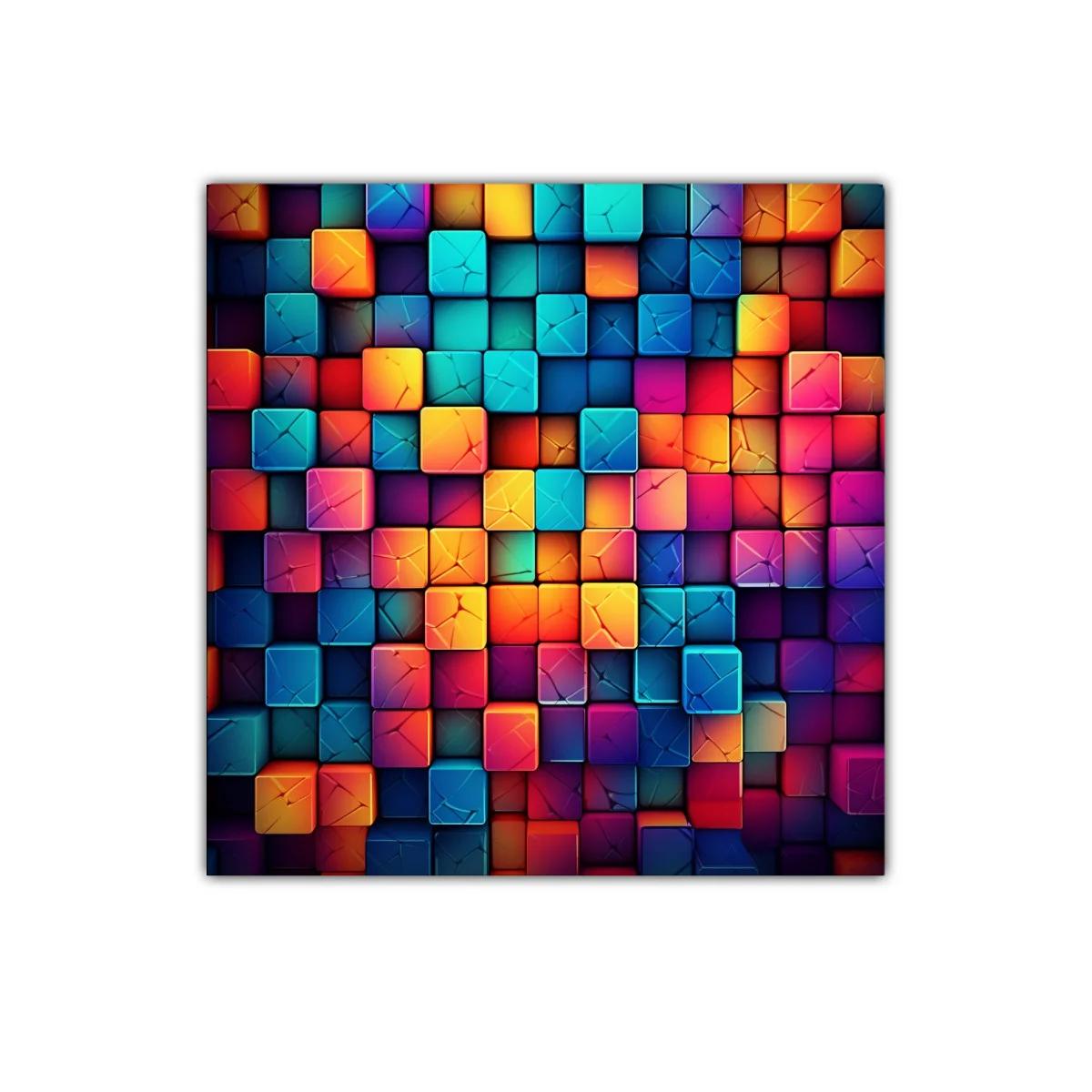 Composición vibrante de cubos en tonos cálidos y fríos — imagen principal