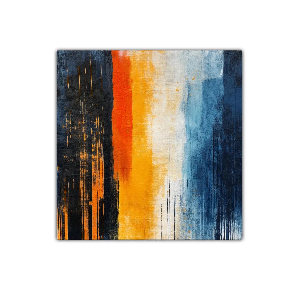 Cuadro abstracto con vibrantes franjas en azul y naranja — miniatura 1