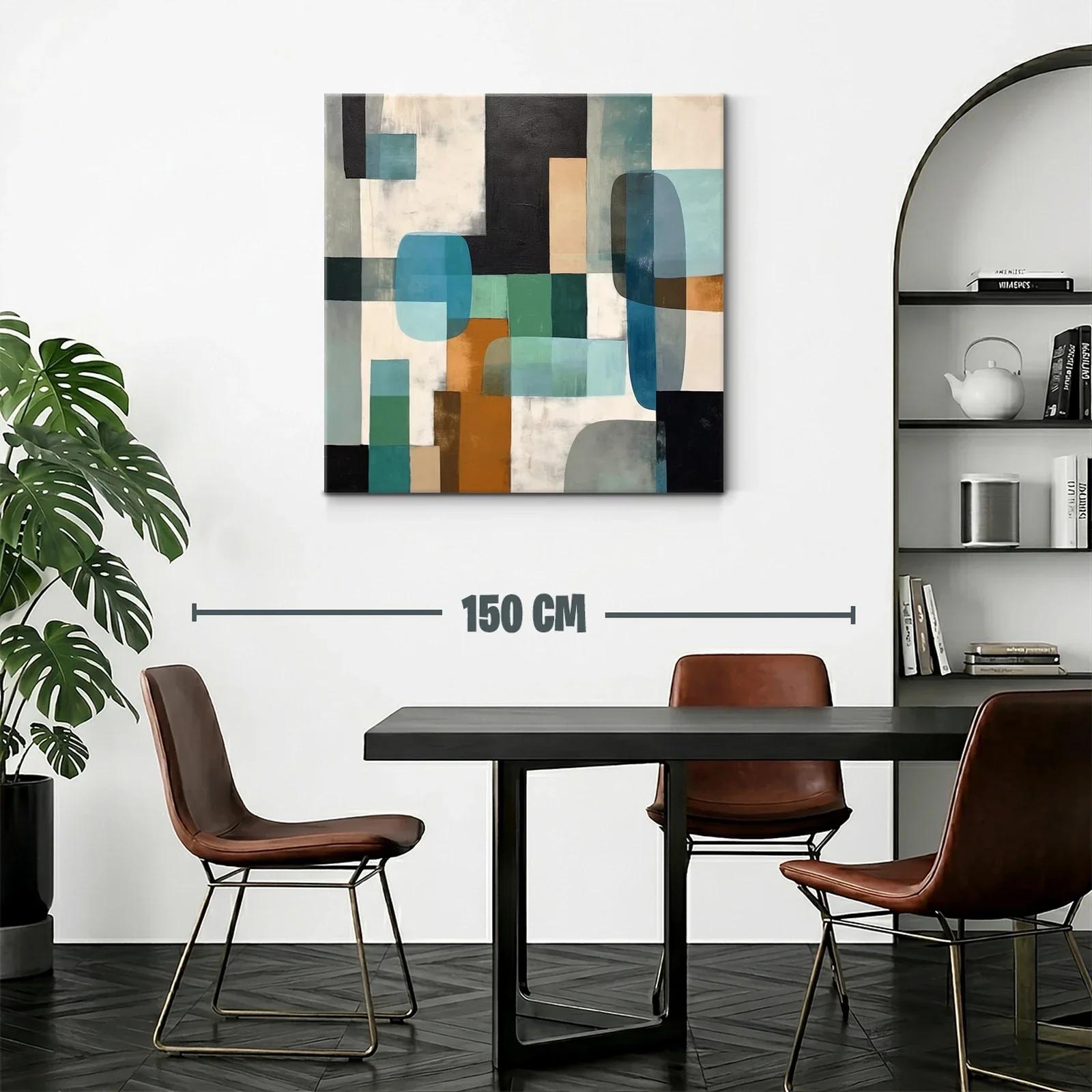 Composición abstracta con formas geométricas y tonos tierra y azules — miniatura 2