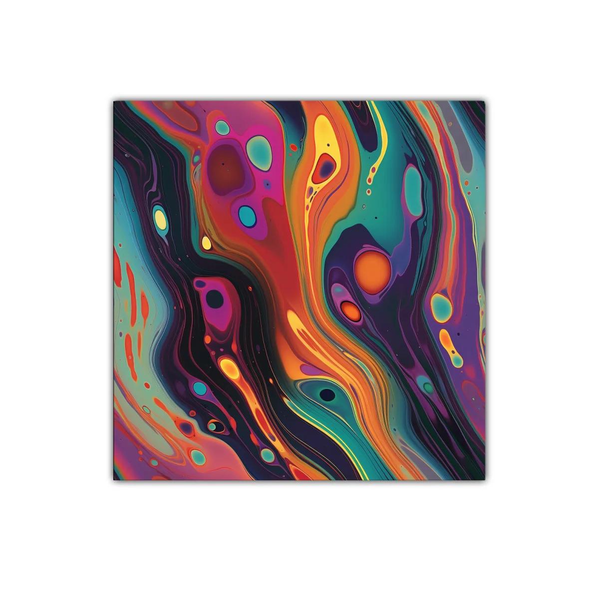 Cuadro abstracto con vibrantes formas onduladas multicolor