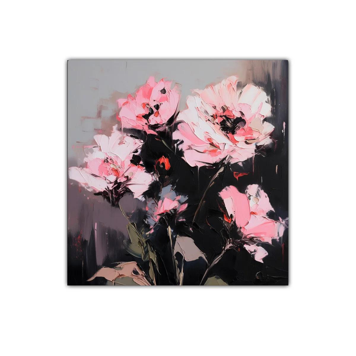 Cuadro decorativo con flores rosas en fondo oscuro — imagen principal