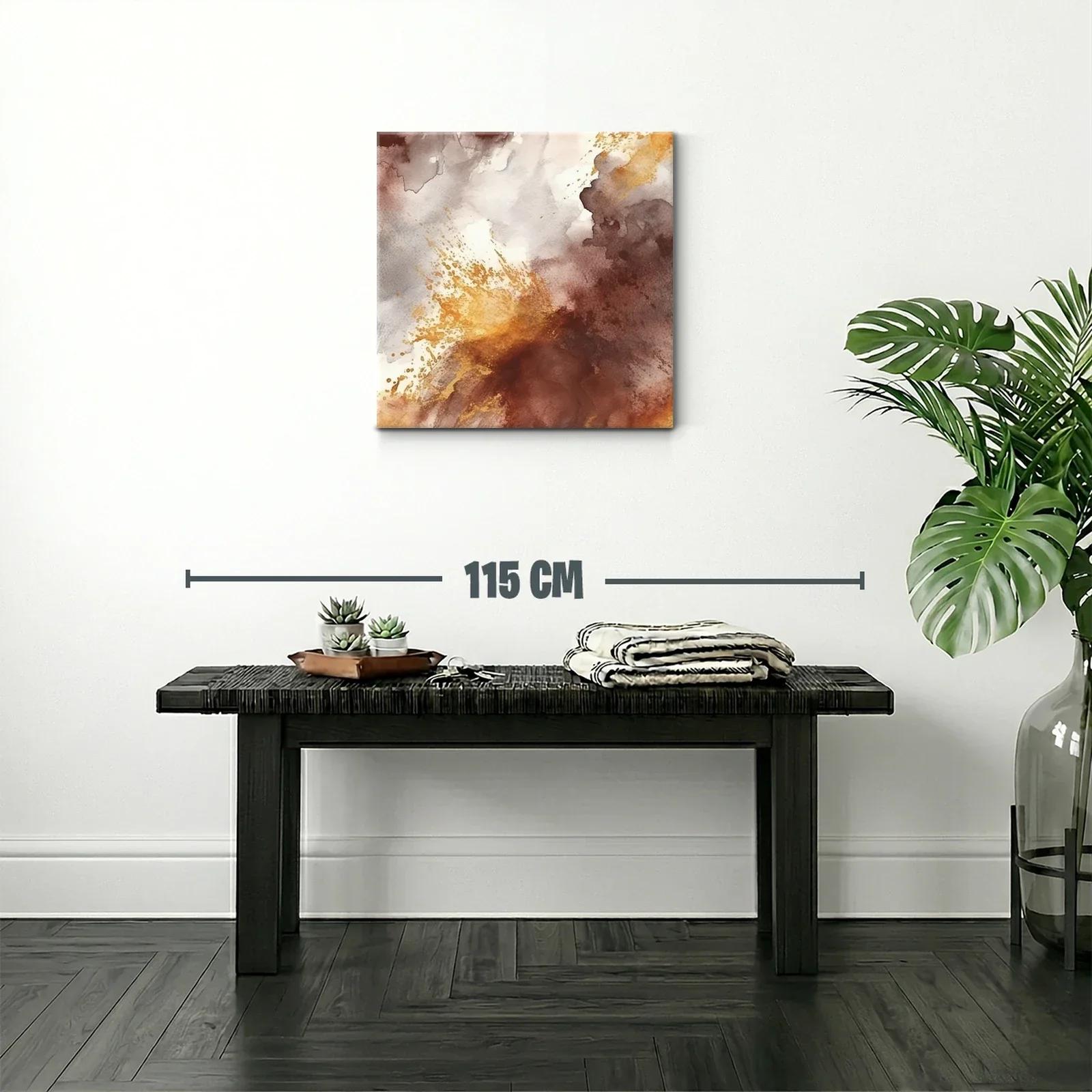 Cuadro abstracto en tonos tierra y dorados cálidos — miniatura 2