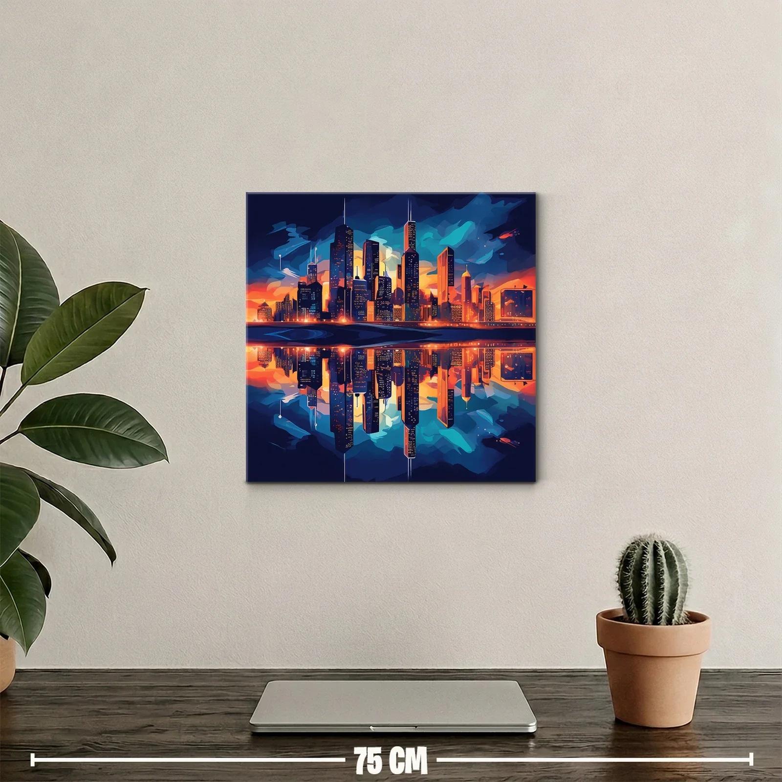 Impresionante skyline urbano al atardecer vibrante — miniatura 2
