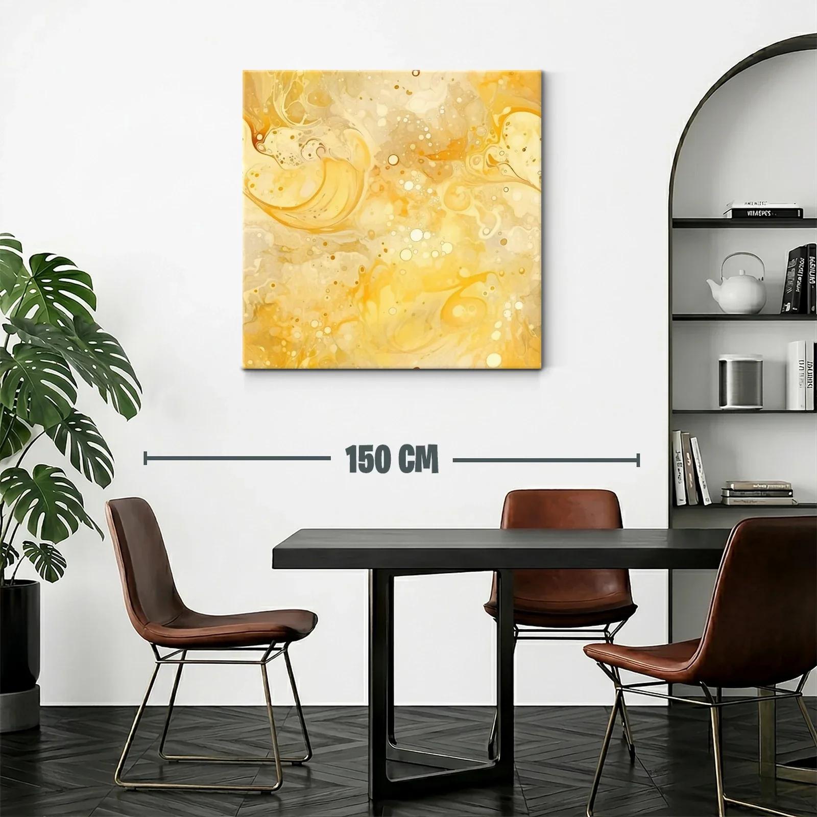 Cuadro abstracto con tonos amarillos y beige vibrantes — miniatura 2