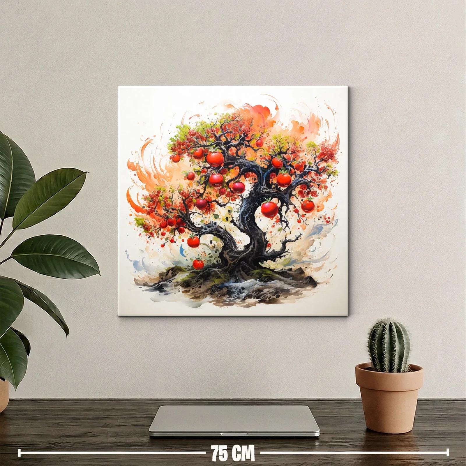 Árbol frutal vibrante con tonos cálidos y rojizos — miniatura 2
